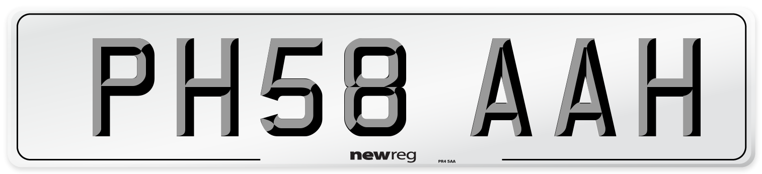 PH58 AAH Number Plate from New Reg